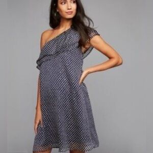 Collective Concepts A Pea in the Pod NWT navy polka dot maternity dress, small